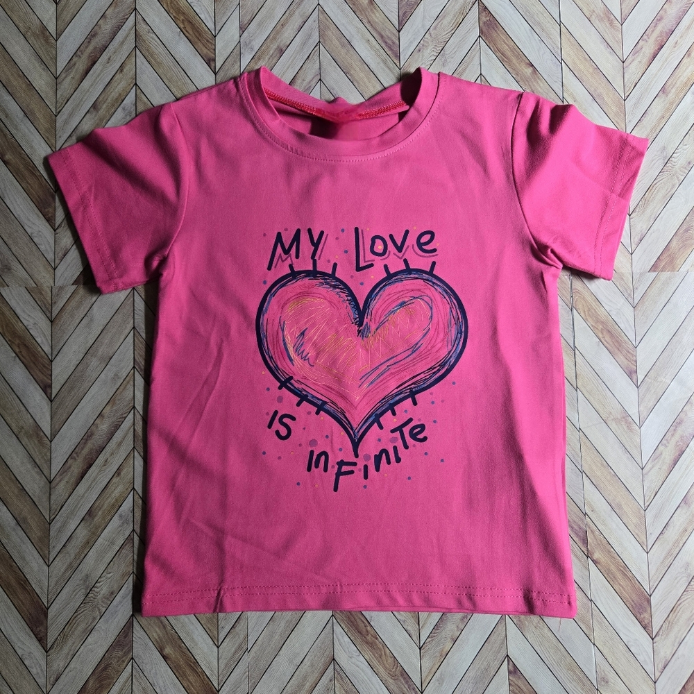 Girls Rainbow Heart TShirt Hot Pink Pride Tee Soft Summer Shirt Graphic Top 7-8Y